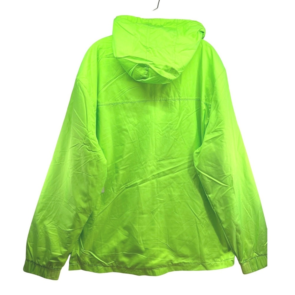 Puma Mens XL Fleece Lined Hooded Windbreaker Jacket Neon Green Full Zip New - Picture 9 of 11